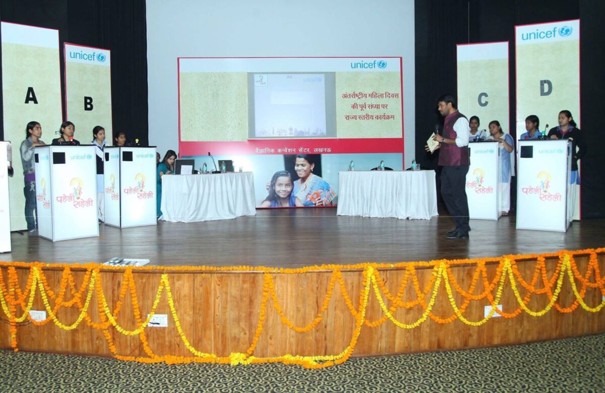 Quizmasters in India conducting awareness quiz UNICEF